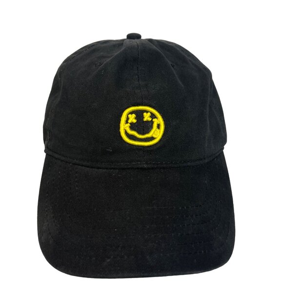 Nirvana Baseball Cap Hat Black Yellow Embroidery Happy Face - Picture 4 of 10